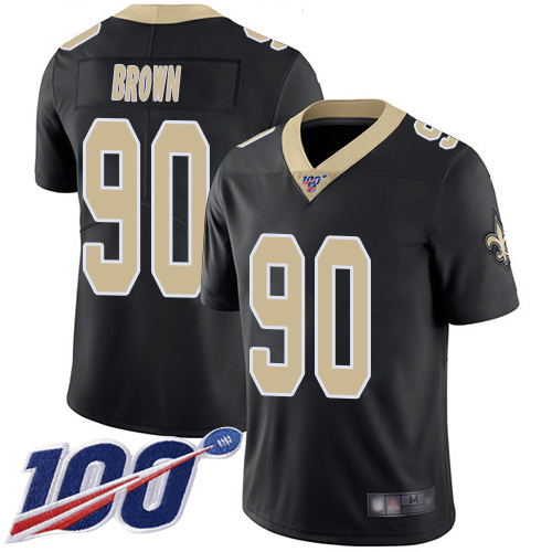 Men New Orleans Saints Limited Black Malcom Brown Home Jersey NFL Football 90 100th Season Vapor Untouchable Jersey